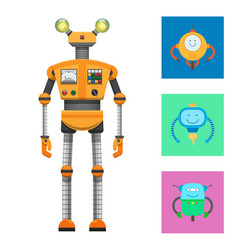 Robot collection and icons vector