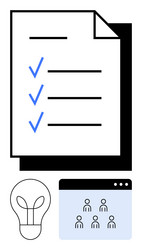 task checklist with light bulb and team vector image