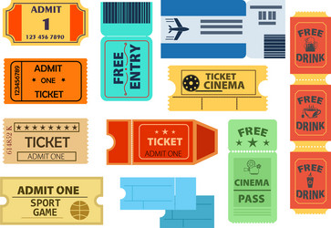 Boarding pass tickets airplane set Royalty Free Vector Image