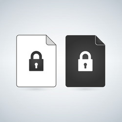 document lock icon cyber data security sheet vector