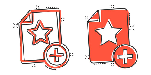 Document with star icon in comic style wish list vector