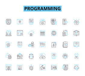 Programming linear icons set debugging syntax vector