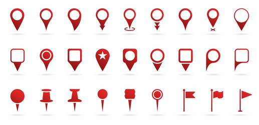 Red location pins sign pointer navigation symbol vector