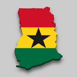 3D Isometric Ghana Map with Flag Vector Image