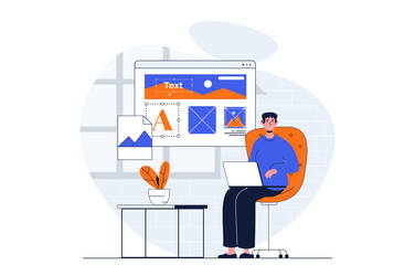 app development web concept with character scene vector image
