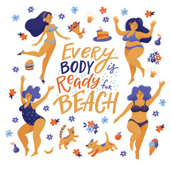 Every body is ready for beach body positive poster vector