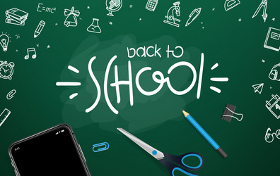 School chalkboard with different objects vector