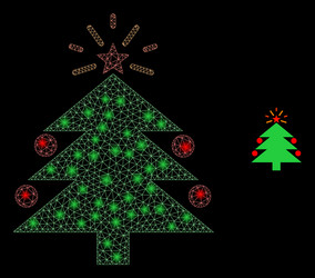christmas fir tree - bright web net with glare vector image