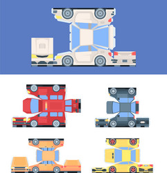 machine model for cutting assembling set colored vector