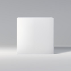 simple white cube in front view on a gray vector image