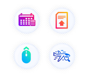 Calendar upload file and swipe up icons set vector