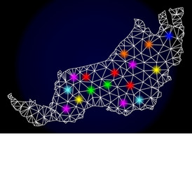 polygonal 2d mesh map of sarawak with colorful vector image
