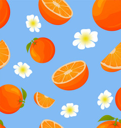 seamless pattern with oranges and slicestropical vector image