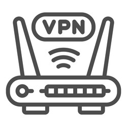 router with vpn connection line icon web security vector image
