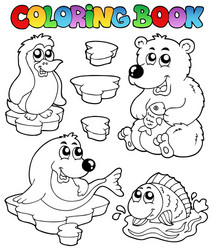 Winter Animals Coloring Page Vector Image