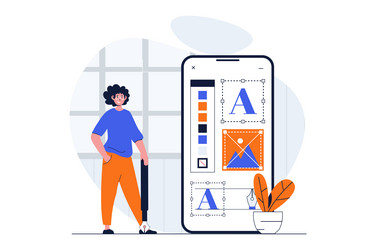 app development web concept with character scene vector image