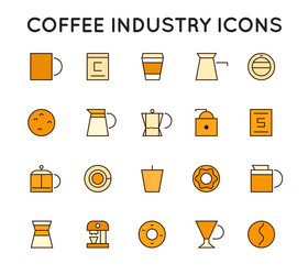 set thin coffee elements vector