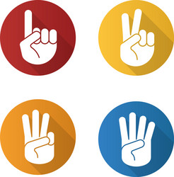 hand gestures flat design long shadow icons set vector