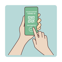 Digital green pass with qr code on the screen vector