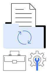 document management with file folder refresh vector image