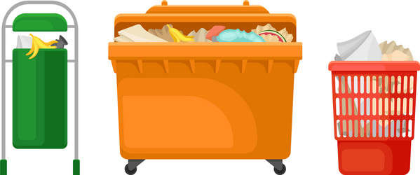 garbage or refuse in tanks and sack set vector image