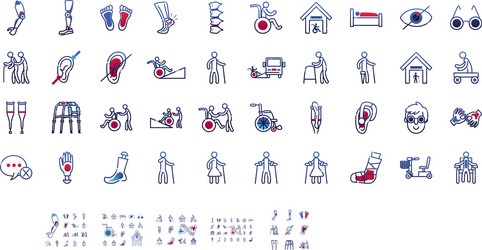 Handicapped gradient style icon set design vector