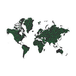 Binary code data on world map vector