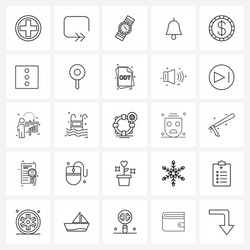 Ui set 25 basic line icons coin alert loop vector