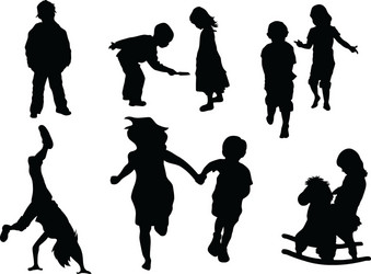 Playful Children Silhouettes Vector Image