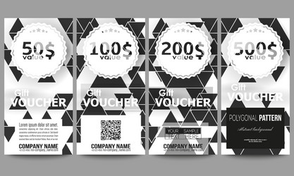 set of modern gift voucher templates triangular vector