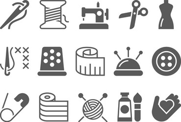 Sewing equipment and needlework icons Royalty Free Vector