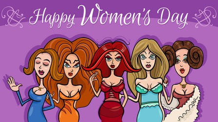 Womens day design with comic women group Vector Image