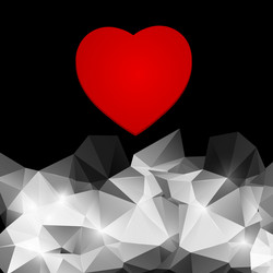 Abstract Red Heart on Geometric Background vector
