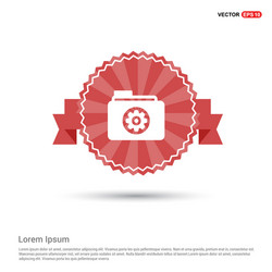 Gear box icon - red ribbon banner vector