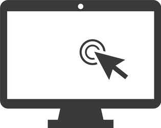 computer monitor with arrow pointer on screen icon vector