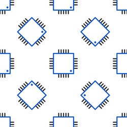 line computer processor with microcircuits cpu vector image