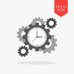 clock with cogwheels icon time management concept vector