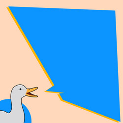 White duck talking with uneven shape speech bubble vector