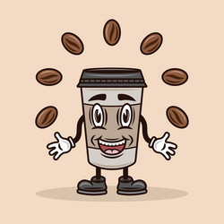 Coffee smiling paper cup cartoon character Vector Image