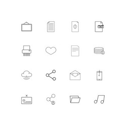files and folders sign linear thin icons set vector image