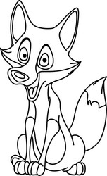 Happy Outlined Fox Vector Image