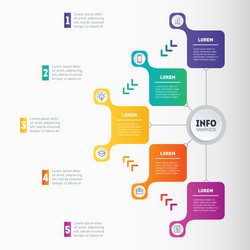 Web template of a chart mindmap or diagram with 5 vector