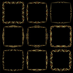 Decorative rectangle frames and borders set gold Vector Image