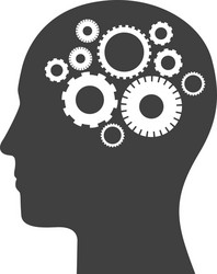 Human brain within head silhouette icon Royalty Free Vector