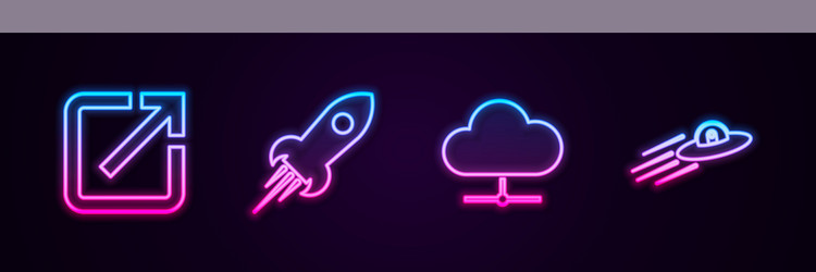 set line open in new window rocket ship with fire vector image
