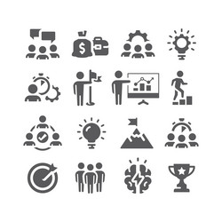 teamwork human resources black icon set vector