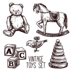 vintage toys set vector