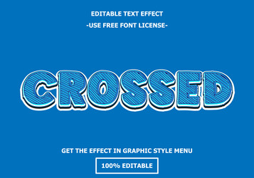 Crossed 3d editable text effect template style vector