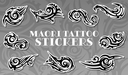 maori tribal tattoo stickers pack polynesian art Vector Image