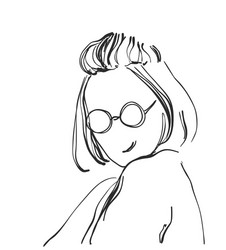 Woman's Sketch Face Portrait Vector Image